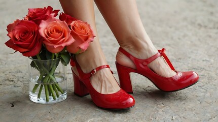 Sticker - red high heel with a strap around the ankle.