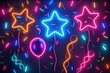 © Artgalax - Neon style joy and celebration isolated on black