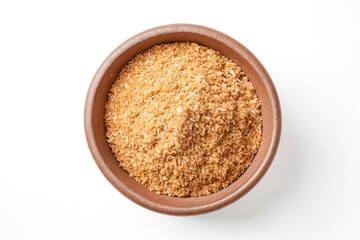 Sticker - Closeup of Desiccated Coconut in a Clay Bowl