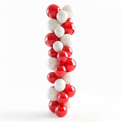 Vibrant Column of Red and White Balloons Floating on Clean White Background