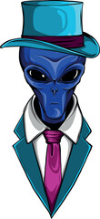 Sticker - Alien head. vector illustration design of extraterrestrial humanoid