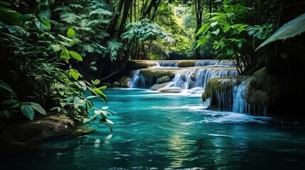 Wall Mural - waterfall in the jungle