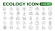 © artnazu - Eco friendly related thin line icon set in minimal style. Linear ecology icons. Environmental sustainability simple symbol