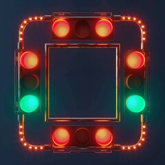 Poster - concept art square frame made of traffic lights