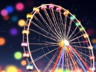 Wall Mural - abstract blur Colorful bokeh background of ferris wheel in canival