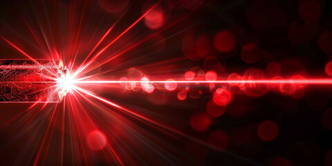 Abstract red laser beam on dark background with dynamic light effects showcasing futuristic and high-tech design
