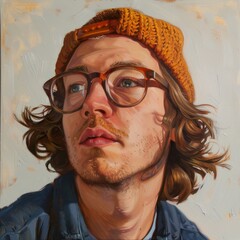 Poster - Portrait of a guy aged 18-25 with a carefree expression, dusty and loose style