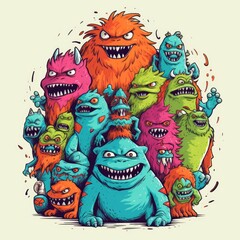 Wall Mural - Art illustration doodle monster colorfull 