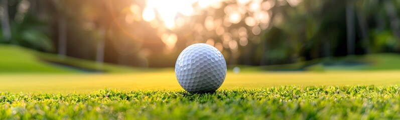 Wall Mural - golf ball on green, banner