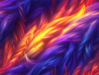 Wall Mural - A colorful, abstract painting of hair with a yellow flame in the middle