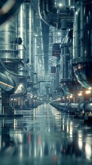 Poster - Colossal Power Plant Engineering:Cinematic Depiction of Turbine Halls,Control Rooms,and Advanced Energy Production Technology