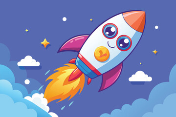 Wall Mural - Rocket launch,ship.vector, illustration concept of business product on a market.