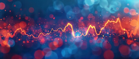 heartbeat line wallpaper on blue background with sparkling colors and beautiful glow