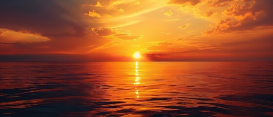 Wall Mural - sunset wallpaper with the sun lying down in the sea