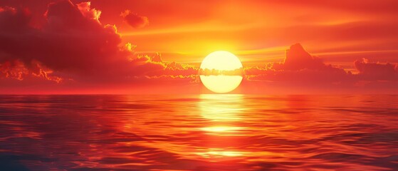 Sticker - sunset wallpaper with the sun lying down in the sea