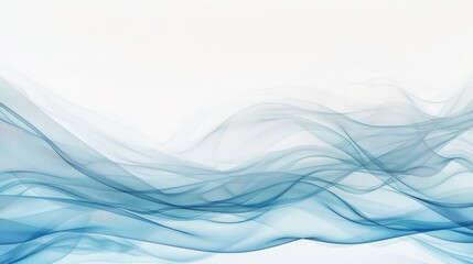 Wall Mural - Graceful abstract blue waves ripple across a soft canvas