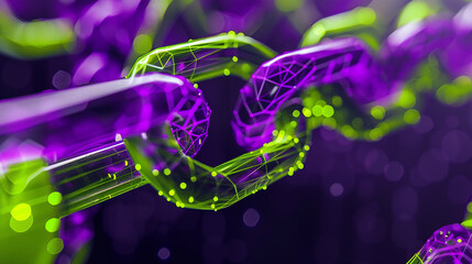 Wall Mural - Dynamic and vibrant, violet wireframe with lime green plexus for eye-catching visuals,