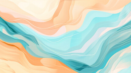 Wall Mural - Vector format abstract art set featuring vibrant aqua, peach, and periwinkle tones, offering a modern aesthetic,