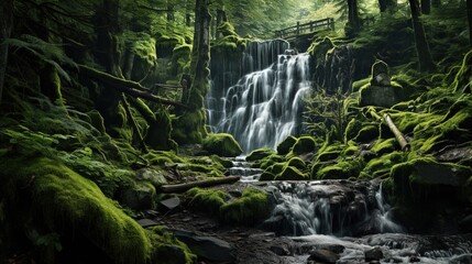 Wall Mural - waterfall in the forest