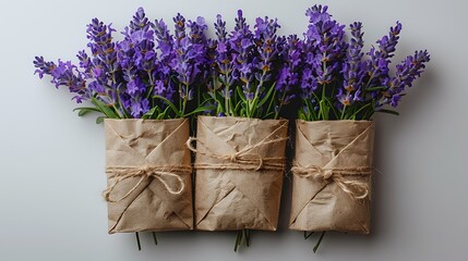 A love letter in an envelope with a purple lavender on a white background.