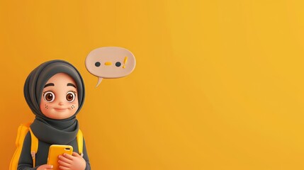 Sticker - hijab girl in yellow