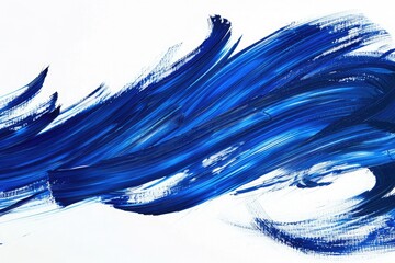 Wall Mural - vibrant cobalt brush strokes swirl dynamically on a pristine white background, invoking a sense of m