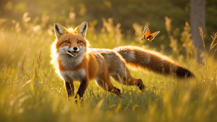 red fox in the field