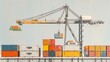© Moviebirth - Shipping containers being stacked by cranes, at a busy port, high detail