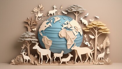 save our planet, protect green nature and endangered animals
little green planet with trees and animals