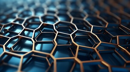 Intricate Hexagonal Nano Material Structure for Futuristic Technology Concept