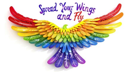 Wall Mural - a joyful 3D rainbow-colored 