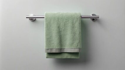 Canvas Print - Minimalistic bathroom towel hanging on a sleek rod.