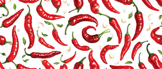 Poster - Red Chili seamless pattern background1