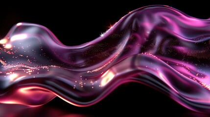 Wall Mural -  A digital illustration featuring a vibrant wave of pink and purple liquid set against a backdrop of darkness, adorned with celestial elements such as stars and tw