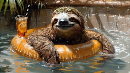 Wall Mural -   Sloth in Pool
