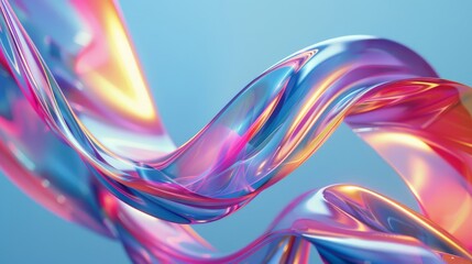 Canvas Print - Neon ribbons twist, dance in colorful spectacle