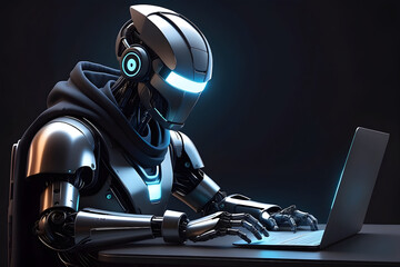 A concept of a modern robot hacking the digital network