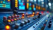 © sarinya - Industrial automation control panel (close up, focus on, copy space) Professional and precise hues Double exposure silhouette with control icons ,