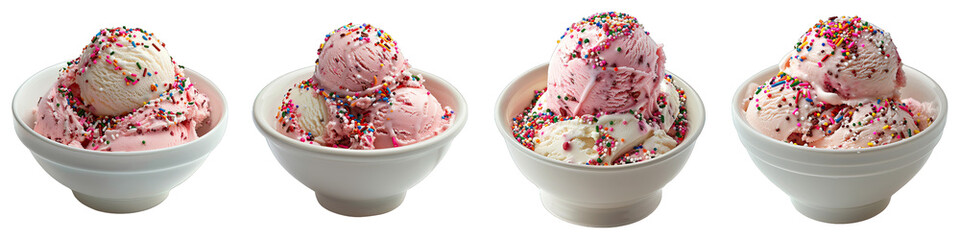 Wall Mural - Ice Cream And Sprinkles  isolated on transparent png background collection set . Generative ai