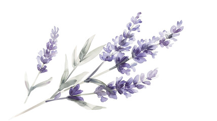 Wall Mural - A bunch of vibrant purple lavender flowers isolated on a white background