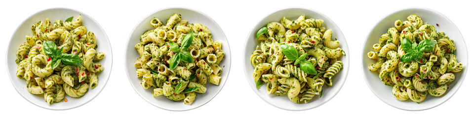 Sticker - Pasta And Pesto  isolated on transparent png background collection set . Generative ai