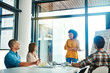 © Grady Reese/peopleimages.com - Business people, woman and presentation with discussion on graph for company growth progress or annual sales. Speaker, employee or infographics with data analysis in conference room for finance goals