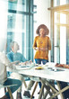 © peopleimages.com - Business people, woman and presentation in boardroom with discussion for company growth and financial training. Speaker, employee or meeting in conference room with collaboration on corporate project