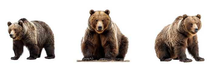 set of bears isolated on transparent background. generated ai.
