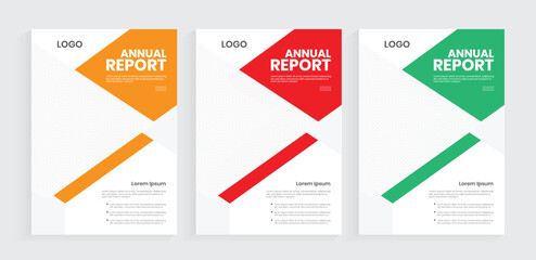 Wall Mural - Annual report brochure cover vector template, A4 size leaflet book cover layout, graphic elements
design with colorful shapes.