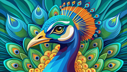 Wall Mural - peacock feather pattern