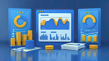 Wall Mural - A computer monitor displays a graph with three different colored circles