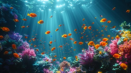 Poster - Underwater world. Coral reef and fishes in Red sea at Egypt