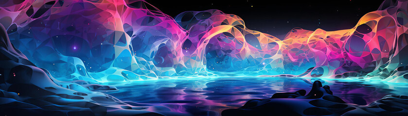 Wall Mural - stunning abstract background with vibrant colorful waves and dark backdrop, perfect for digital art 