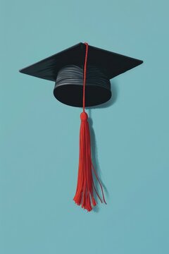 A close-up of a graduation cap with a tassel hanging down
